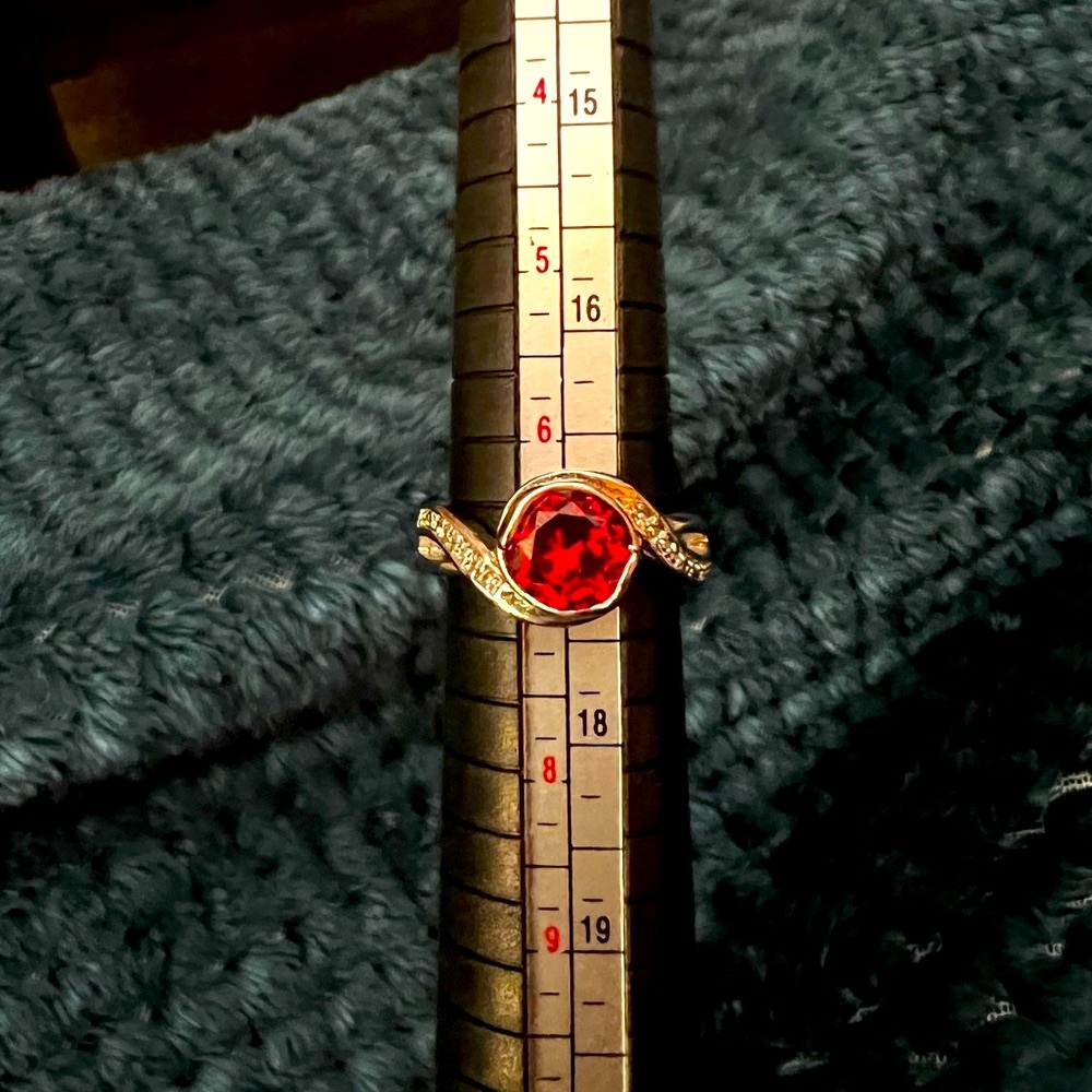 Elegant Red and Silver Ring with Gemstone